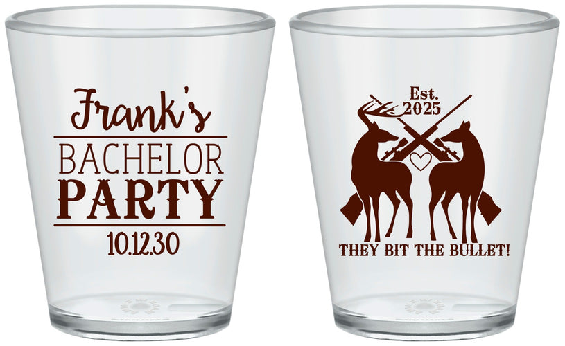 Custom Bachelor Party Plastic Shot Glasses - Hunting | 40083