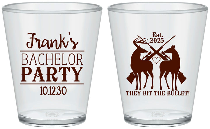 Custom Bachelor Party Plastic Shot Glasses - Hunting | 40083
