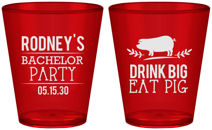 Custom Bachelor Party Plastic Shot Glasses - Bbq | 40088