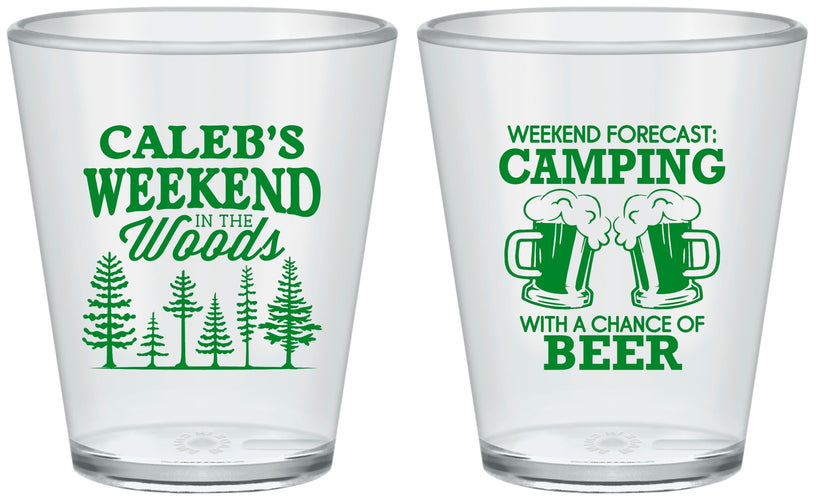 Custom Bachelor Party Plastic Shot Glasses - Camping | 40091