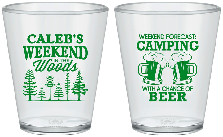 Custom Bachelor Party Plastic Shot Glasses - Camping | 40091