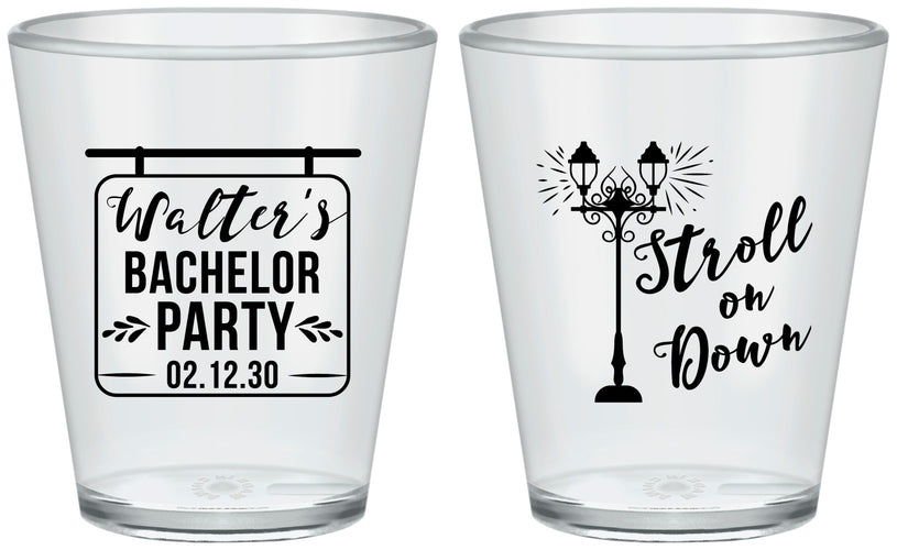 Custom Bachelor Party Plastic Shot Glasses - Mardi Gras | 40092
