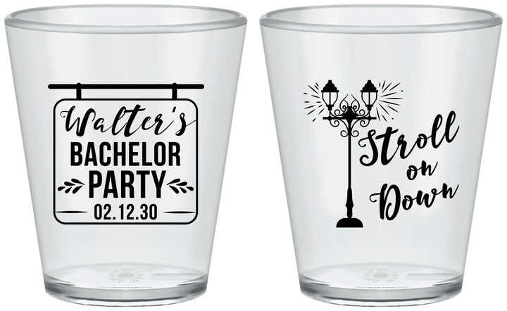 Custom Bachelor Party Plastic Shot Glasses - Mardi Gras | 40092