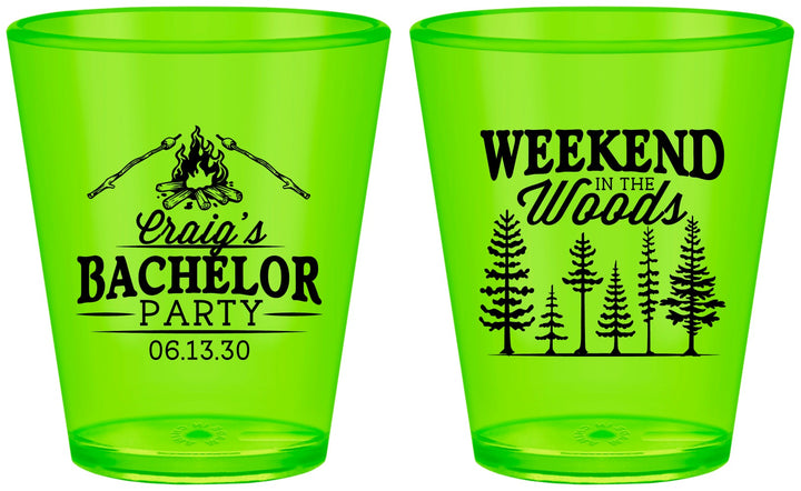 Custom Bachelor Party Plastic Shot Glasses - Camping | 40093