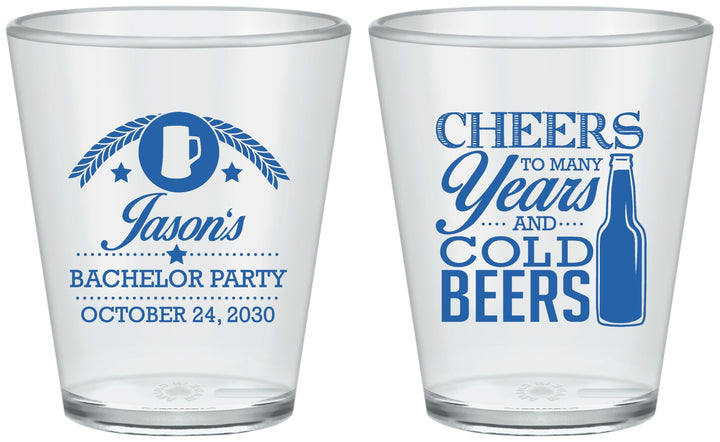 Custom Bachelor Party Plastic Shot Glasses - Cheers | 40097