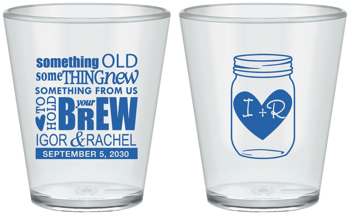 Custom Wedding Plastic Shot Glasses - Something Old Something New | 401