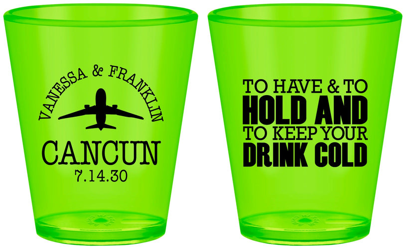 Custom Wedding Plastic Shot Glasses - To Have And To Hold | 408