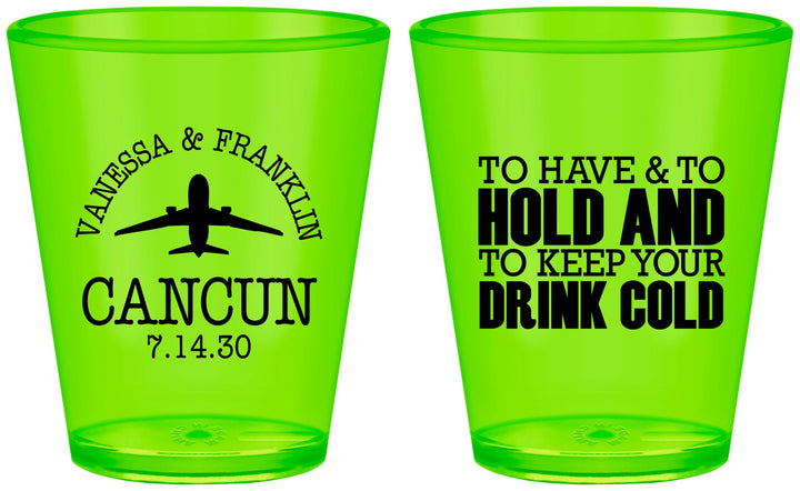 Custom Wedding Plastic Shot Glasses - To Have And To Hold | 408