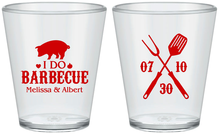 Custom Wedding Plastic Shot Glasses - I Do Barbecue Bbq | 410