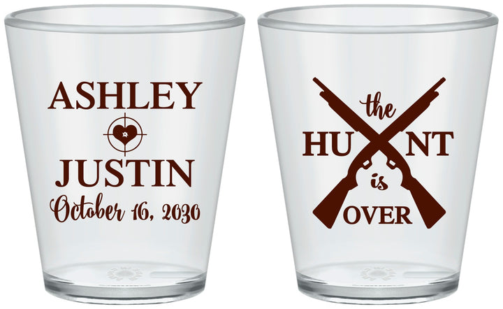 Custom Wedding Plastic Shot Glasses - The Hunt Is Over | 412