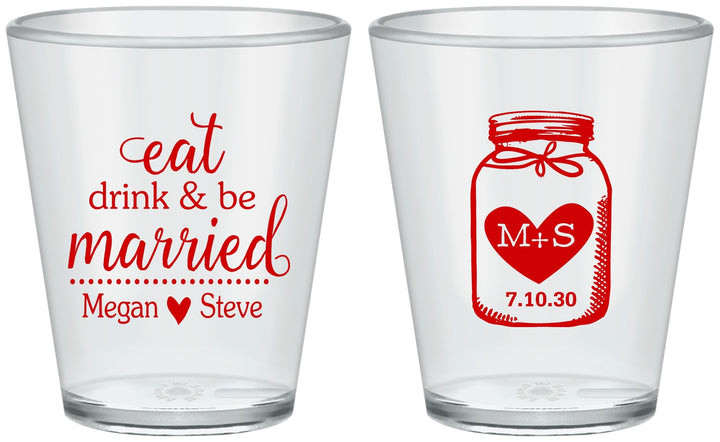 Custom Wedding Plastic Shot Glasses - Mason Jar | 415