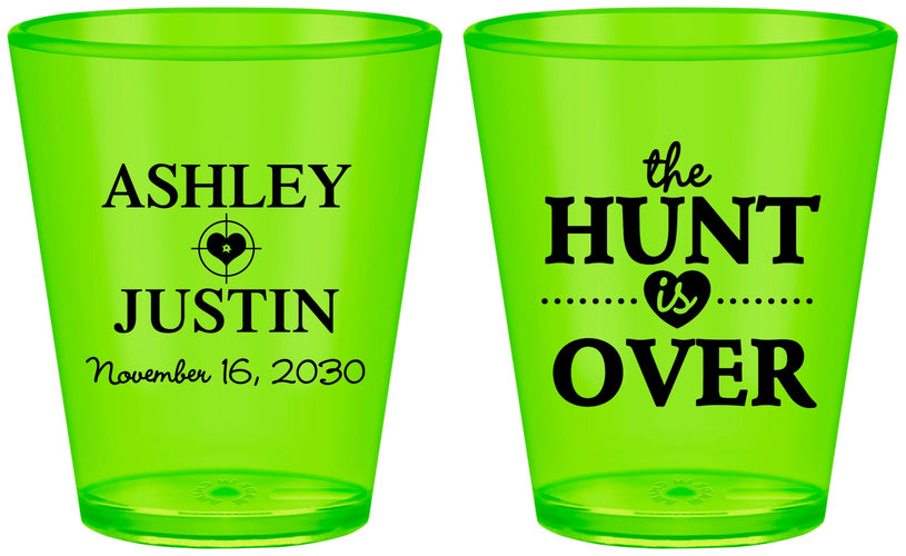 Custom Wedding Plastic Shot Glasses - The Hunt Is Over | 422