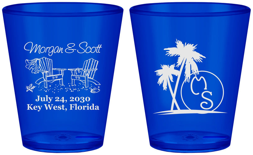Custom Wedding Plastic Shot Glasses - Beach | 423