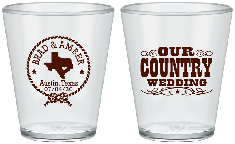 Custom Wedding Plastic Shot Glasses - Country Texas | 424