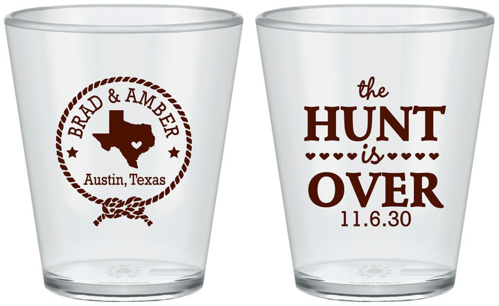 Custom Wedding Plastic Shot Glasses - The Hunt Is Over | 426