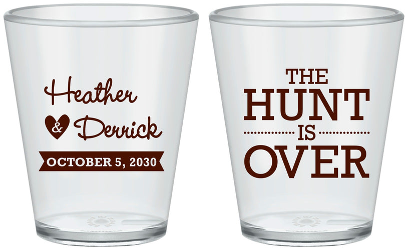 Custom Wedding Plastic Shot Glasses - The Hunt Is Over | 427