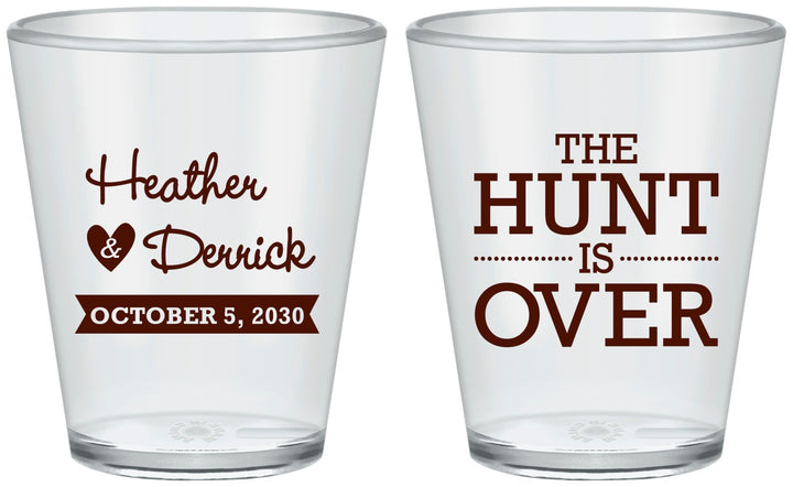 Custom Wedding Plastic Shot Glasses - The Hunt Is Over | 427