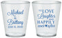Custom Wedding Plastic Shot Glasses - Love Laughter Happily | 432