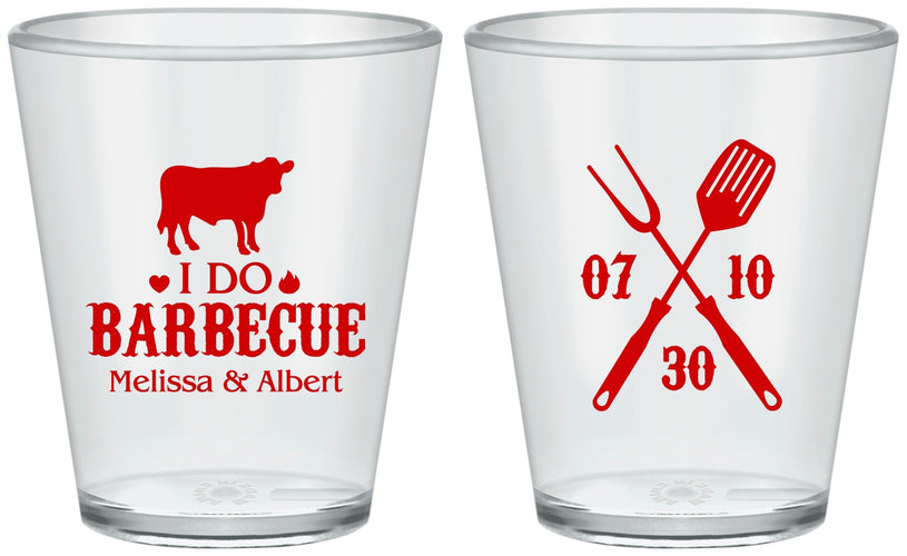 Custom Wedding Plastic Shot Glasses - I Do Barbecue Bbq | 433