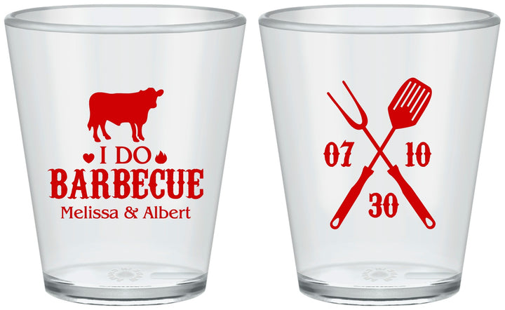 Custom Wedding Plastic Shot Glasses - I Do Barbecue Bbq | 433