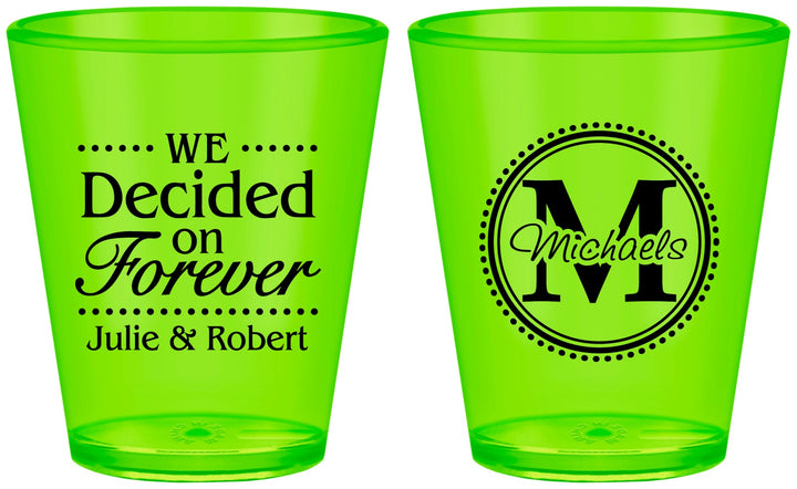 Custom Wedding Plastic Shot Glasses - Monogram | 435