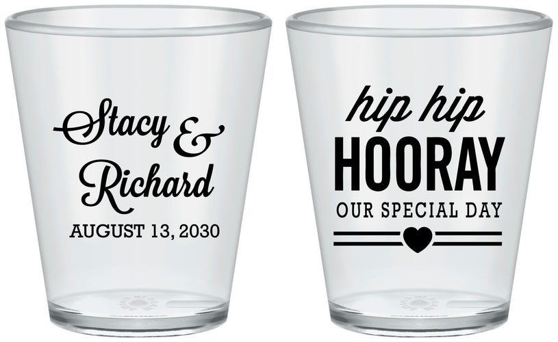 Custom Wedding Plastic Shot Glasses - Hip Hop Hooray | 436