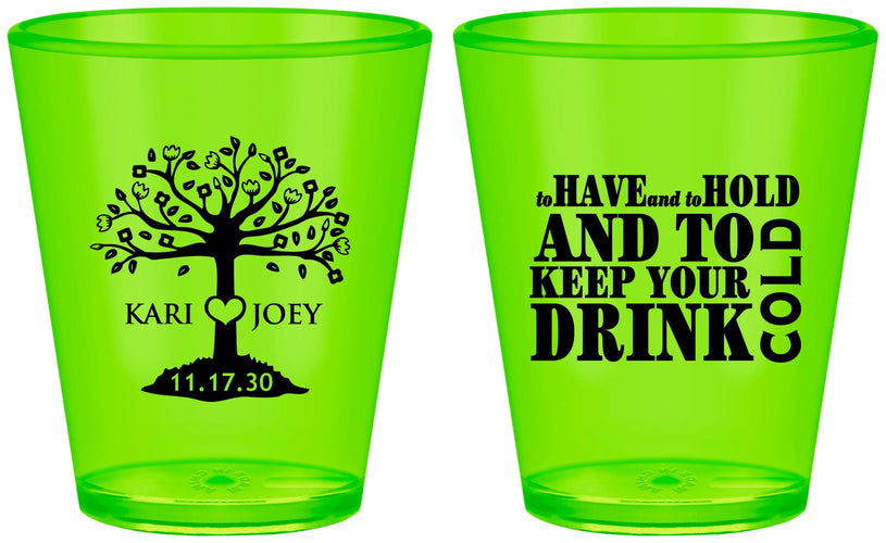 Custom Wedding Plastic Shot Glasses - To Have And To Hold | 438