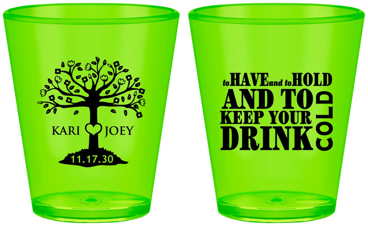 Custom Wedding Plastic Shot Glasses - To Have And To Hold | 438
