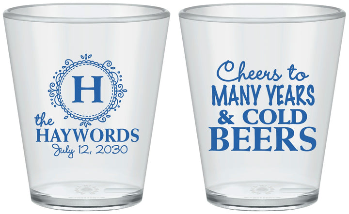 Custom Wedding Plastic Shot Glasses - Cheers To Cold Beers | 439