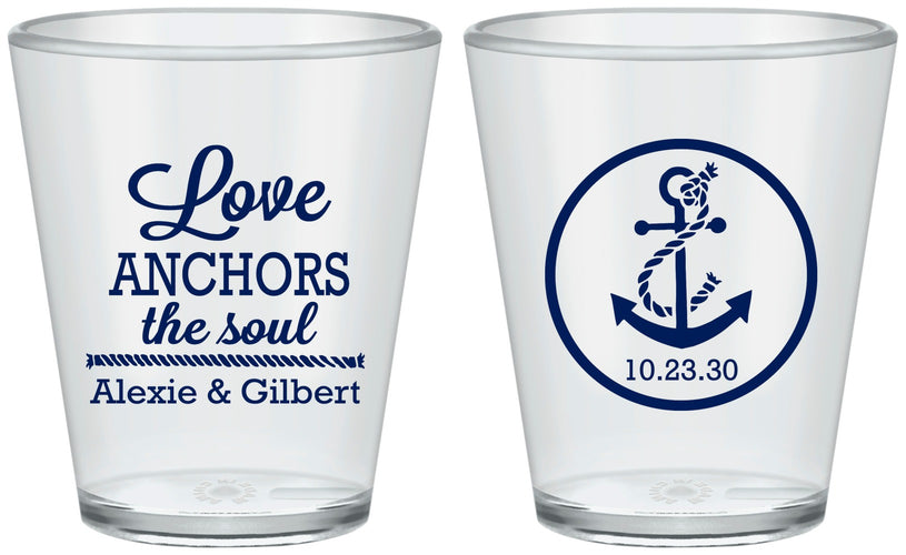 Custom Wedding Plastic Shot Glasses - Love Anchors The Soul | 440