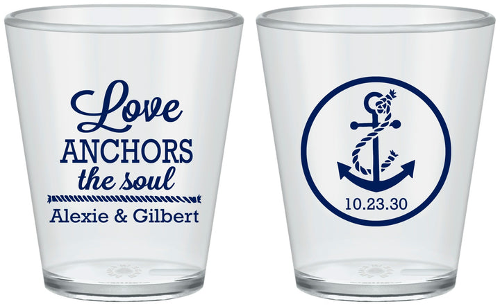 Custom Wedding Plastic Shot Glasses - Love Anchors The Soul | 440