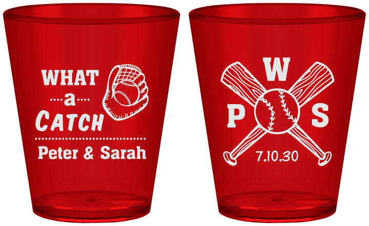 Custom Wedding Plastic Shot Glasses - Baseball | 443