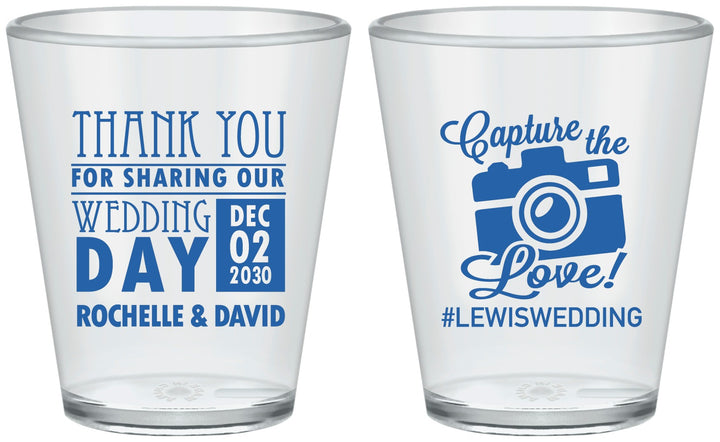 Custom Wedding Plastic Shot Glasses - Capture The Love | 444