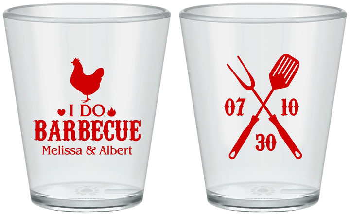Custom Wedding Plastic Shot Glasses - I Do Barbecue Bbq | 445