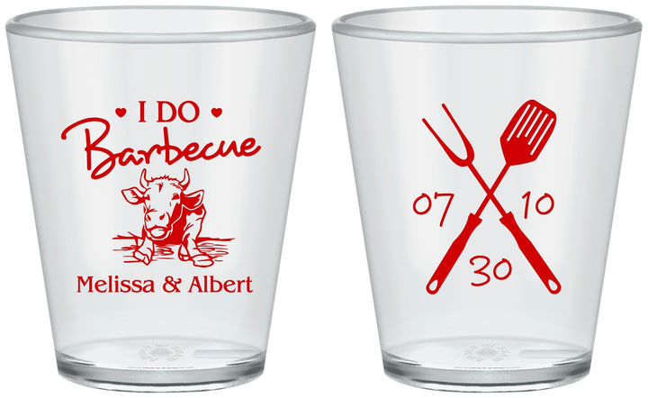 Custom Wedding Plastic Shot Glasses - I Do Barbecue Bbq | 447