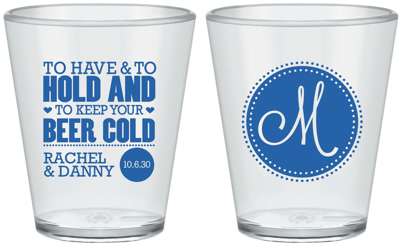 Custom Wedding Plastic Shot Glasses - Monogrammed | 450