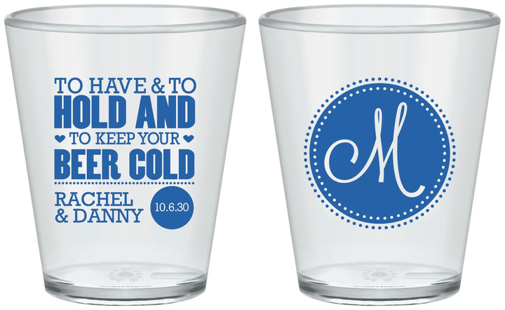 Custom Wedding Plastic Shot Glasses - Monogrammed | 450