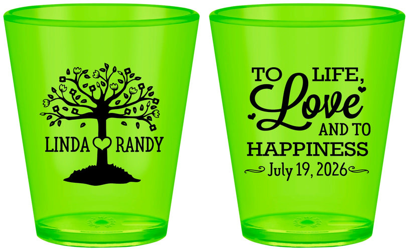 Custom Wedding Plastic Shot Glasses - Love And Happiness | 451