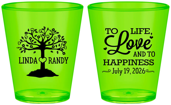 Custom Wedding Plastic Shot Glasses - Love And Happiness | 451