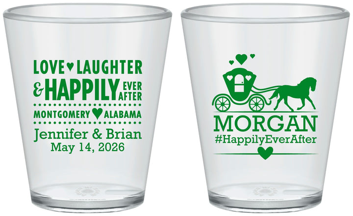Custom Wedding Plastic Shot Glasses - Happily Ever After | 452