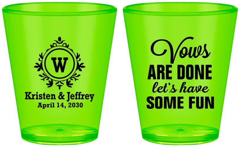 Custom Wedding Plastic Shot Glasses - Monogrammed | 462