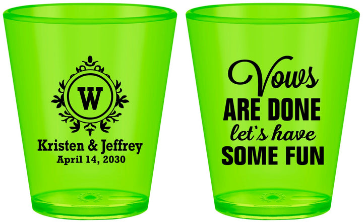 Custom Wedding Plastic Shot Glasses - Monogrammed | 462
