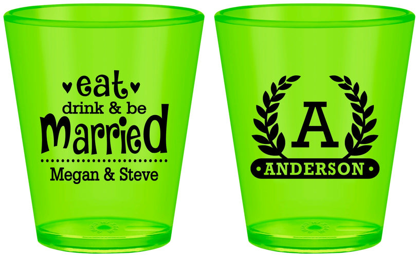 Custom Wedding Plastic Shot Glasses - Monogram | 464