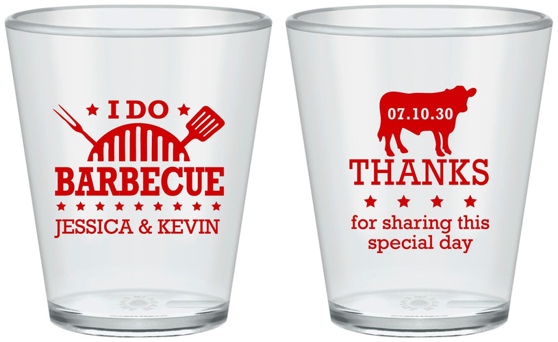 Custom Wedding Plastic Shot Glasses - I Do Barbecue Bbq | 468