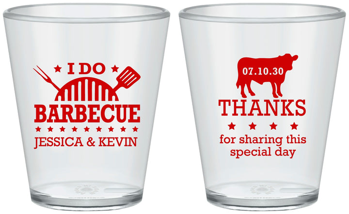 Custom Wedding Plastic Shot Glasses - I Do Barbecue Bbq | 468