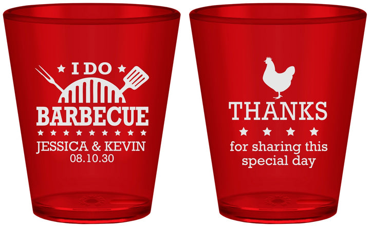 Custom Wedding Plastic Shot Glasses - I Do Barbecue Bbq | 469