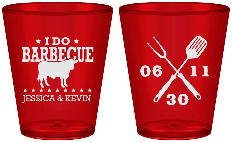 Custom Wedding Plastic Shot Glasses - I Do Barbecue Bbq | 471