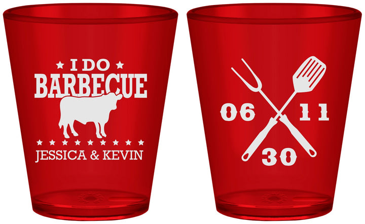 Custom Wedding Plastic Shot Glasses - I Do Barbecue Bbq | 471