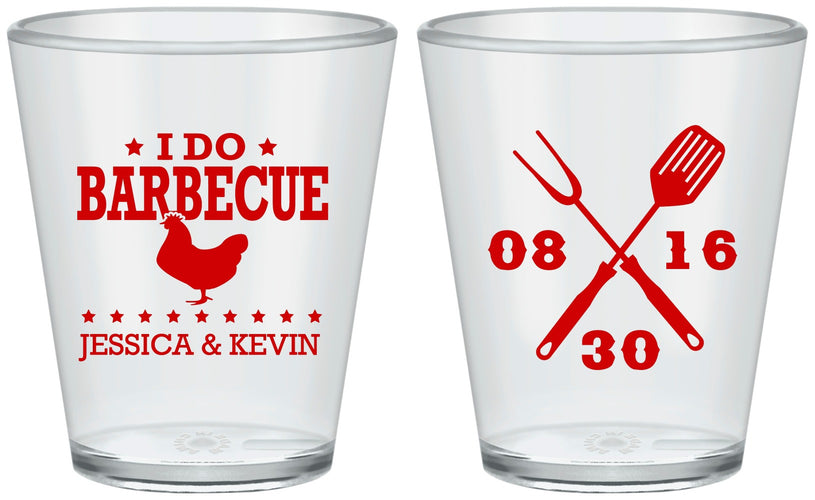 Custom Wedding Plastic Shot Glasses - I Do Barbecue Bbq | 472