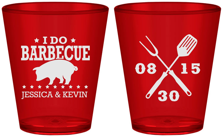 Custom Wedding Plastic Shot Glasses - I Do Barbecue Bbq | 473